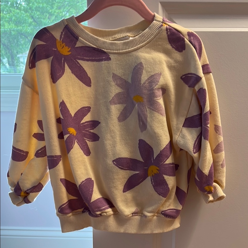 Zara Floral Print Cream and Purple Toddler set